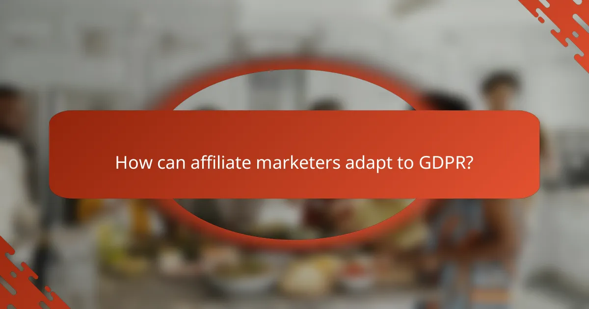 How can affiliate marketers adapt to GDPR?