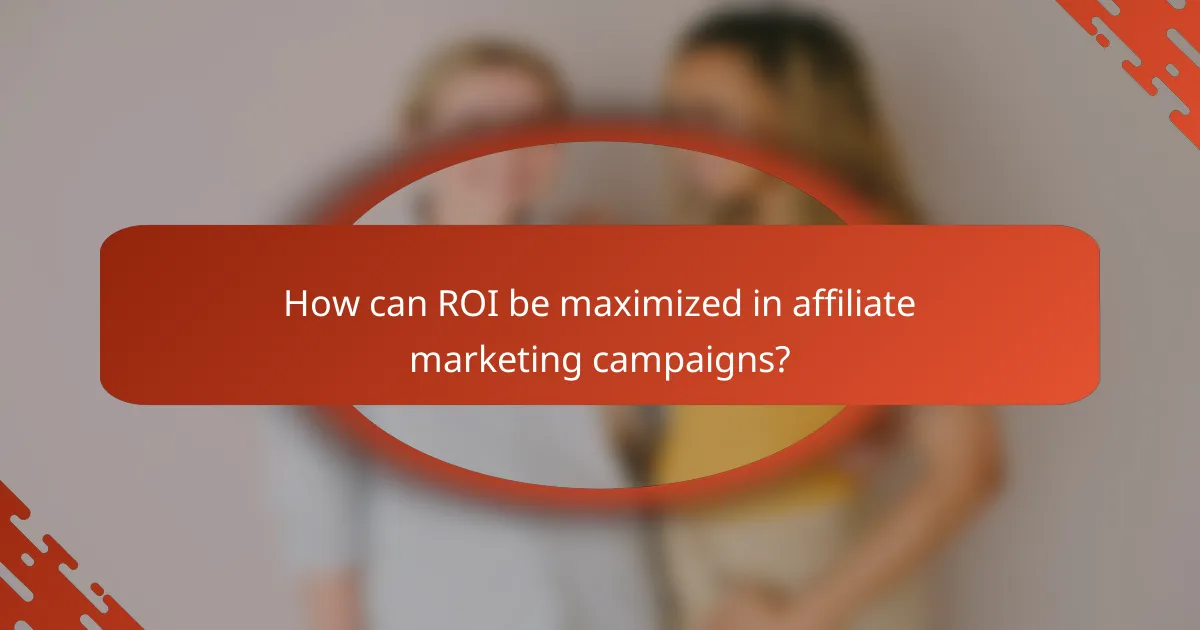 How can ROI be maximized in affiliate marketing campaigns?