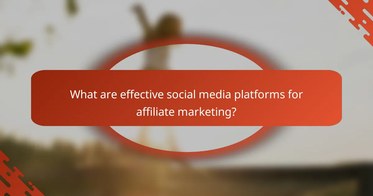 What are effective social media platforms for affiliate marketing?