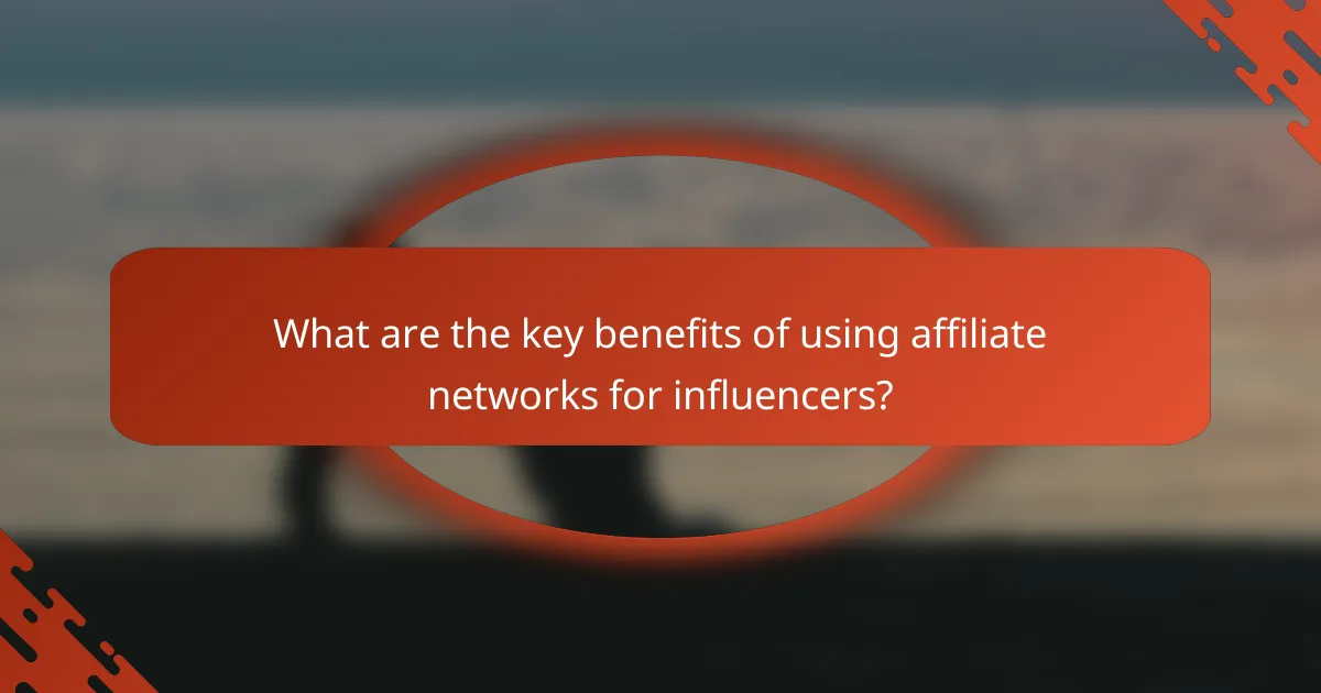 What are the key benefits of using affiliate networks for influencers?